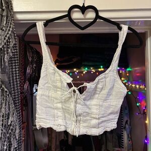 White Fox Boutique White Cotton Lace Tank Top